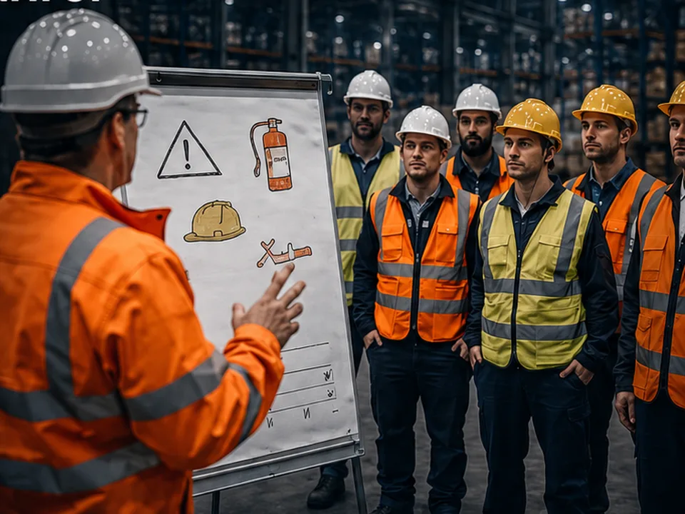 Unterweisung einer Gruppe im Betrieb